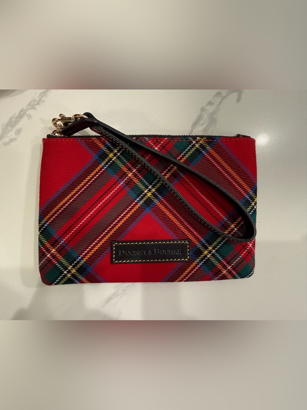 Dooney & Bourke Red Tartan Drawstring Bucket Bag with Matching Pouch - Picture 7 of 7